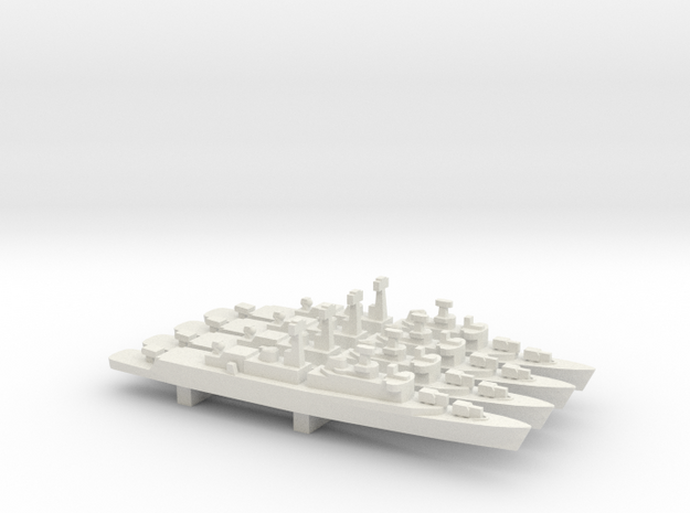  County Class Destroyer x 4, 1/3000 in White Natural Versatile Plastic