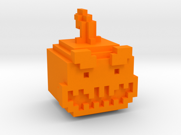 Pixel Pumpkin Head in Orange Processed Versatile Plastic