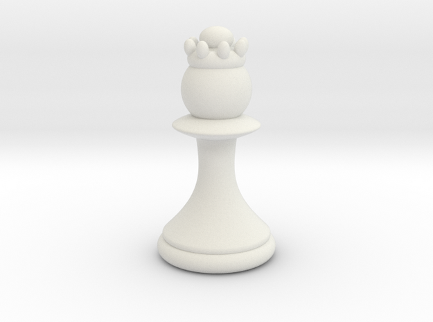 Pawns with Hats - Queen in White Natural Versatile Plastic: Small