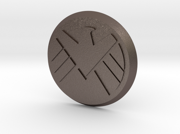 Agents Of Shield Button in Polished Bronzed Silver Steel