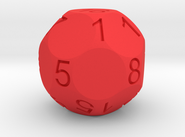 D17 Sphere Dice numbered from 0 to 16 in Red Processed Versatile Plastic