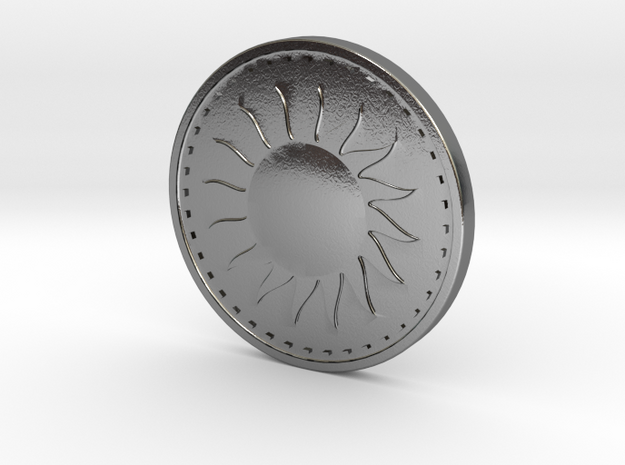 Coin of the Sun in Polished Silver