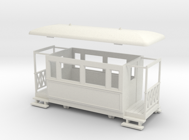 OO9 4w Tramway coach in White Natural Versatile Plastic