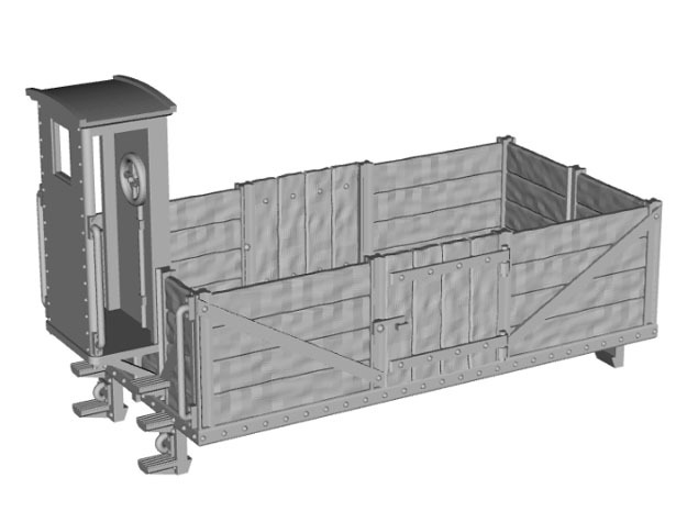 HOe-wagon01 - Dump truck crate in Tan Fine Detail Plastic