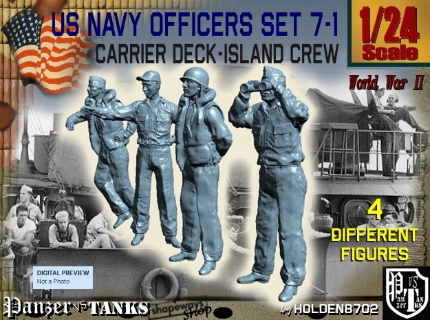 1-24 USN Officers Carrier Island Set7-1 in White Natural Versatile Plastic