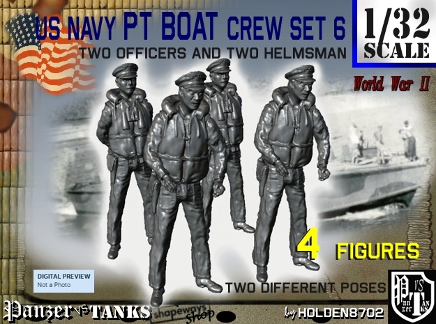 1-32 US Navy PT Boat Crew Set6 in Tan Fine Detail Plastic
