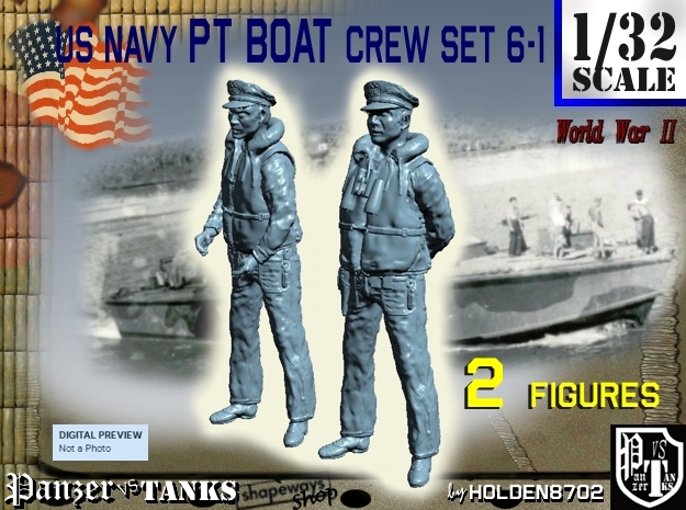 1-32 US Navy PT Boat Crew Set6-1 in Tan Fine Detail Plastic