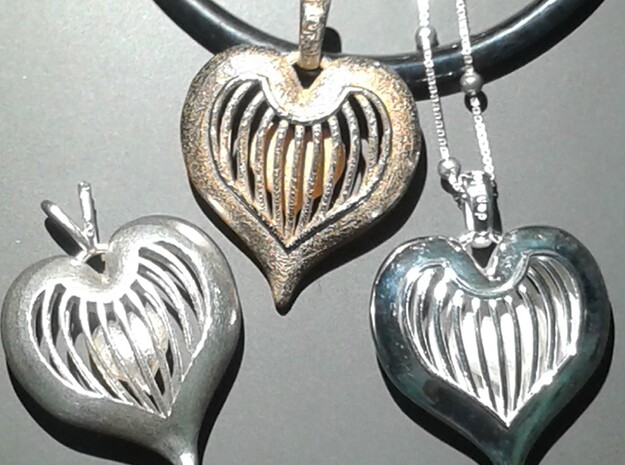 Heart In Cage - Valentine's Day in Rhodium Plated Brass