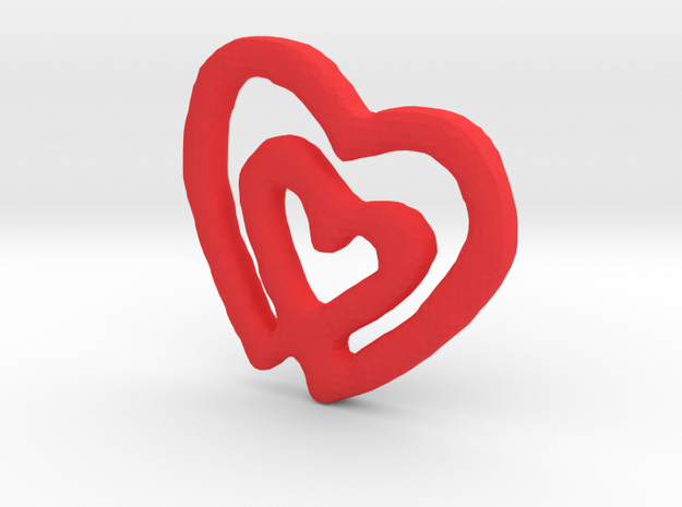 Classic Double Heart Pendant in Red Processed Versatile Plastic