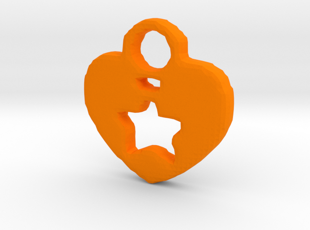 Heart Star Tag/Pendant in Orange Processed Versatile Plastic