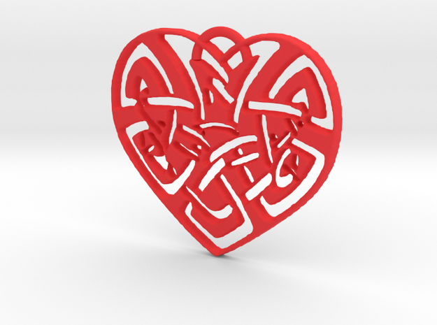 Celtic Heart Pendant in Red Processed Versatile Plastic