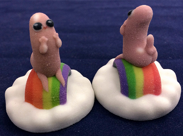Dickbutt on a cloud of rainbows in Full Color Sandstone