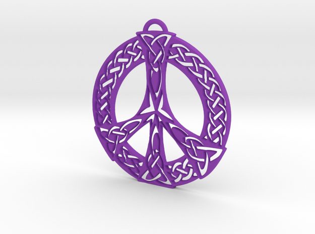 Celtic Peace Symbol Pendant in Purple Processed Versatile Plastic