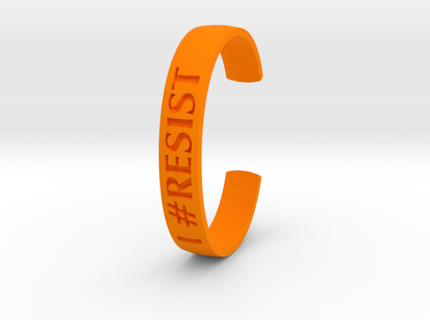 I RESIST Text Cuff (Medium-nylon) in Orange Processed Versatile Plastic