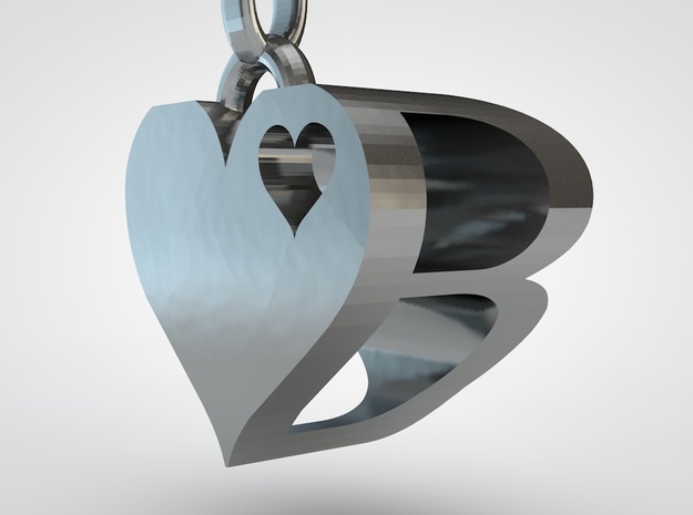 Heart Pendant Letter in Polished Nickel Steel