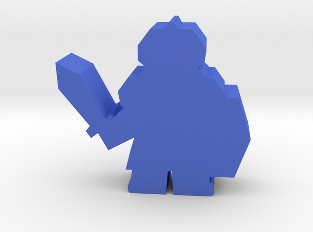 Game Piece, Dwarven Warrior in Blue Processed Versatile Plastic