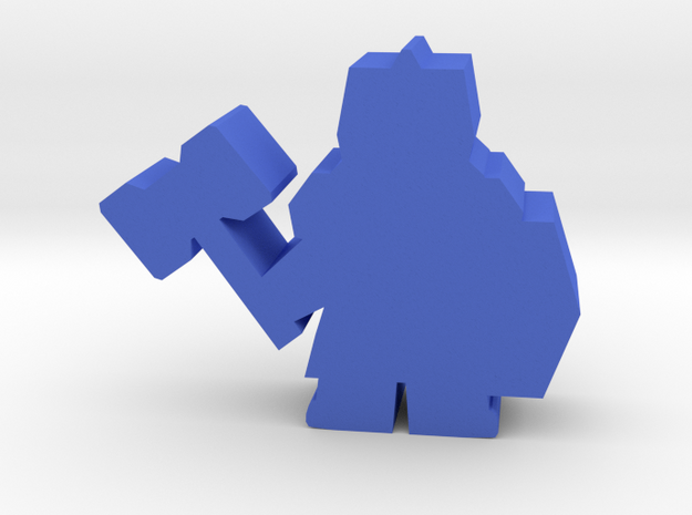 Game Piece, Dwarf with hammer in Blue Processed Versatile Plastic