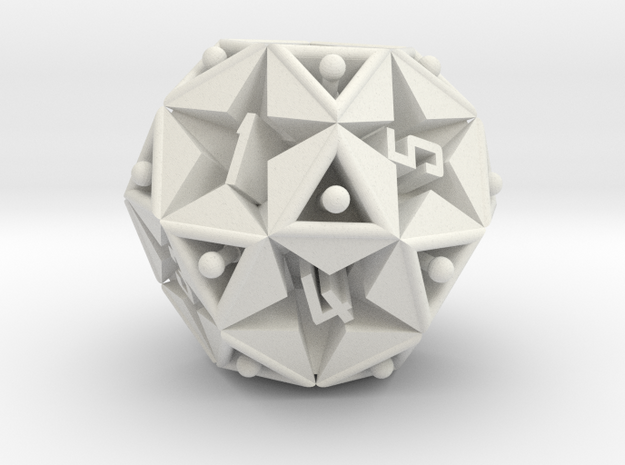 DICE Icosidodecahedron STAR in White Natural Versatile Plastic