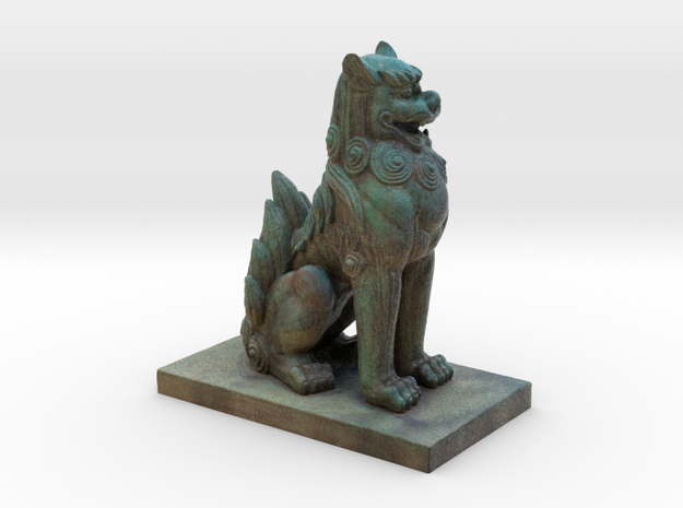 Komainu  Mythical Lion-Dog in Full Color Sandstone