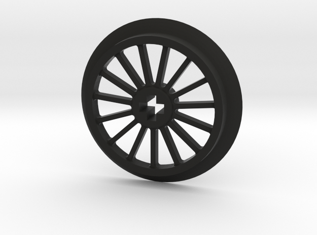 Medlium-Large Thin Train Wheel in Black Natural Versatile Plastic