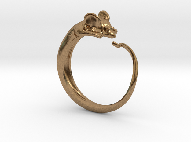 Mouse ring multi-size in Natural Brass