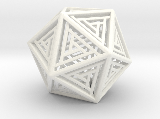 Icosahedron Lattice in White Processed Versatile Plastic