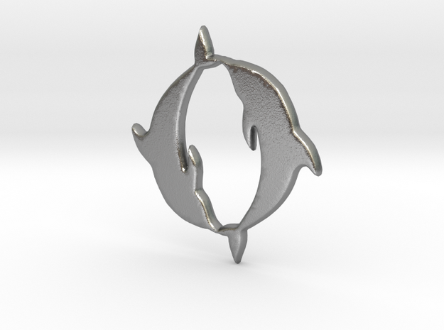 Dolphin Pendant in Natural Silver