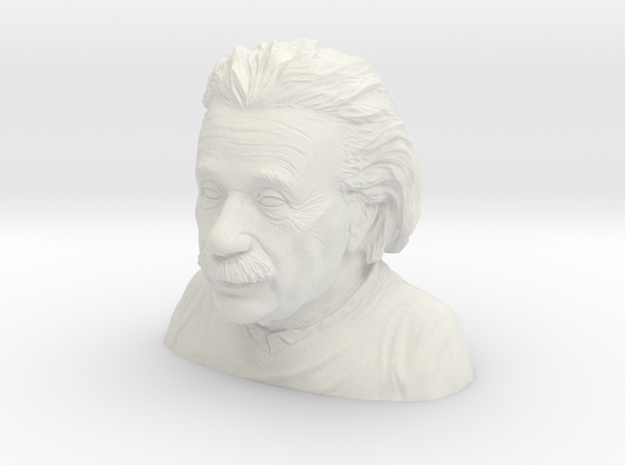 Einstein Bust Various Sizes and Materials in White Natural Versatile Plastic: Extra Small