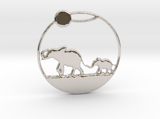 The Elephants Family Pendant in Rhodium Plated Brass