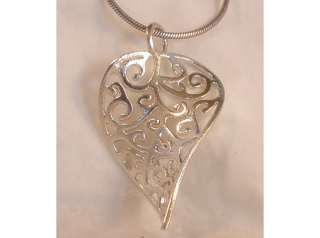 Fine Twisted Leaf Pendant in Polished Silver