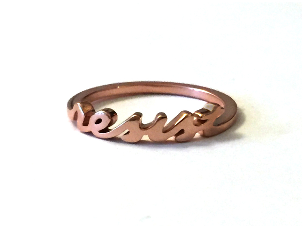 Resist Script Ring in Rose Gold Plated in 14k Rose Gold Plated Brass: 7 / 54