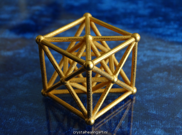 Metatron's Cube - Merkaba Cube in Polished Gold Steel