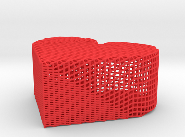 Heart Powder Box in Red Processed Versatile Plastic: Small