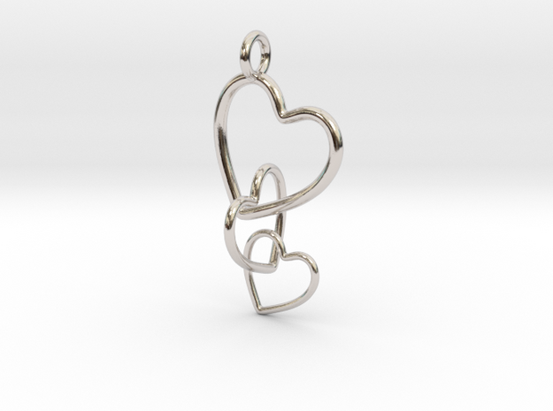 Interlocking Chain Of Hearts in Fine Detail Polished Silver