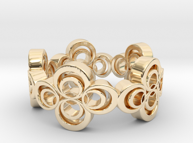 Nouveau Ring 2: Four Leaf Clover in 14k Gold Plated Brass