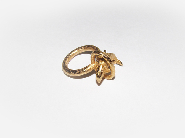 Dolplin Ring (US Size8) in Polished Gold Steel