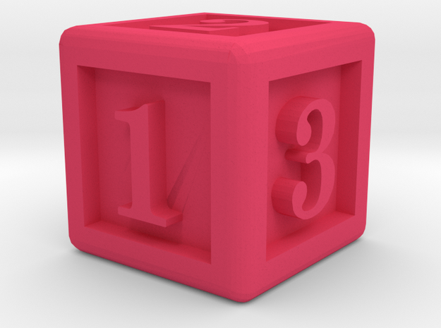Six-Sided Dice in Pink Processed Versatile Plastic