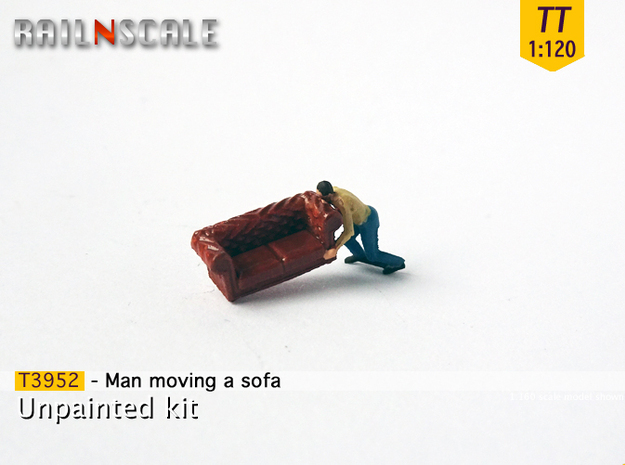 Man moving a sofa (TT 1:120) in Smooth Fine Detail Plastic