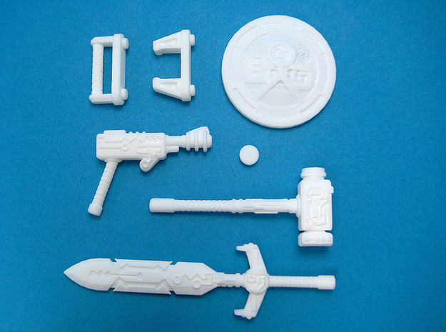 Cosmic Weapons Pack for MOTU and Similar Figures in White Natural Versatile Plastic