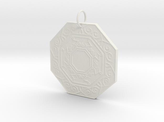 Ornate Octagon Pendant in White Natural Versatile Plastic