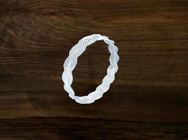Turk's Head Knot Ring 3 Part X 16 Bight - Size 26. in White Natural Versatile Plastic