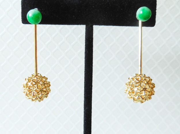 Virus Ball -- Earring Jackets or Earrings in Metal in 18k Gold Plated Brass