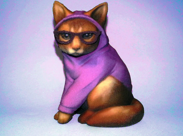 Hipster Cat in Full Color Sandstone