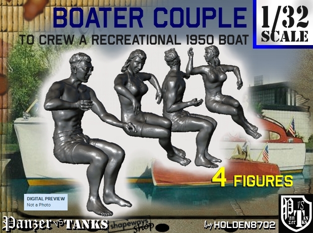 1-32 Recreation Boat Couple Set 1 in Tan Fine Detail Plastic