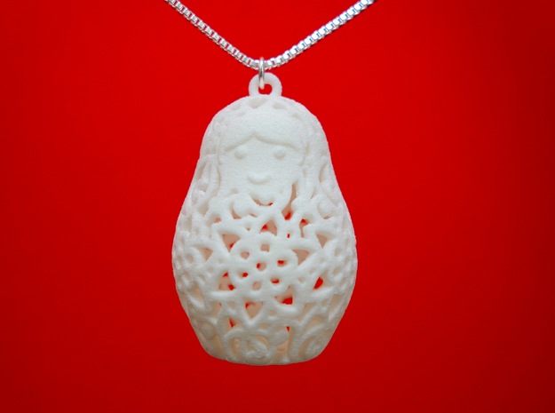 Matryoshka Pendant in White Natural Versatile Plastic