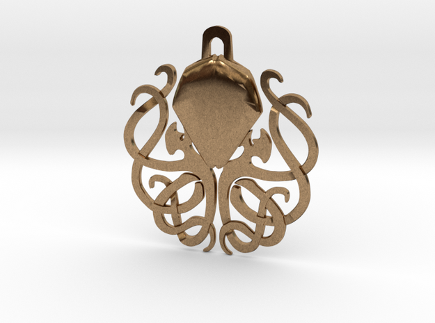 Tribal Cthulhu Pendant in Natural Brass