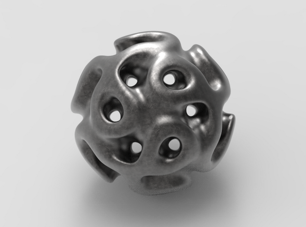 Gyroid Sphere #1 in Matte Black Steel