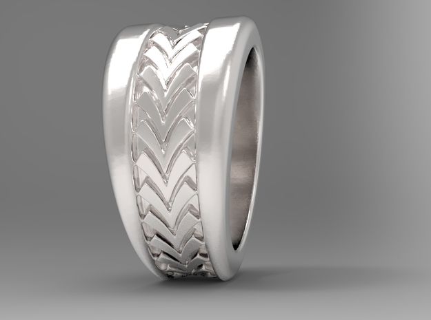 Spruce Ring S B in Polished Silver: 10 / 61.5
