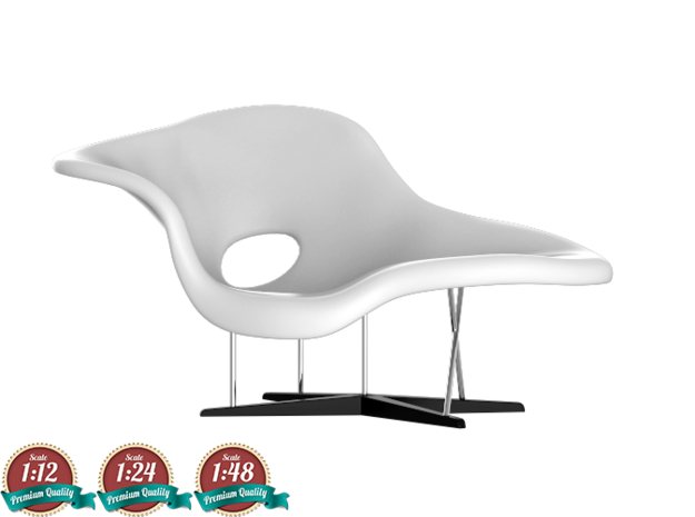Miniature Eames La Chaise - Ray & Charles Eames in White Natural Versatile Plastic: 1:24