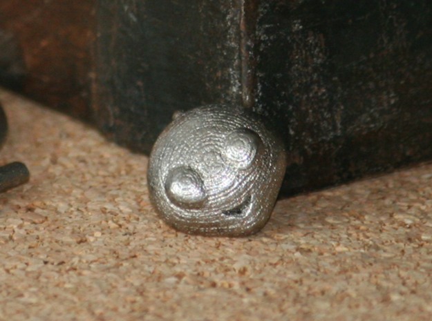 Dime Sized Emoji Alien in Polished Bronzed Silver Steel